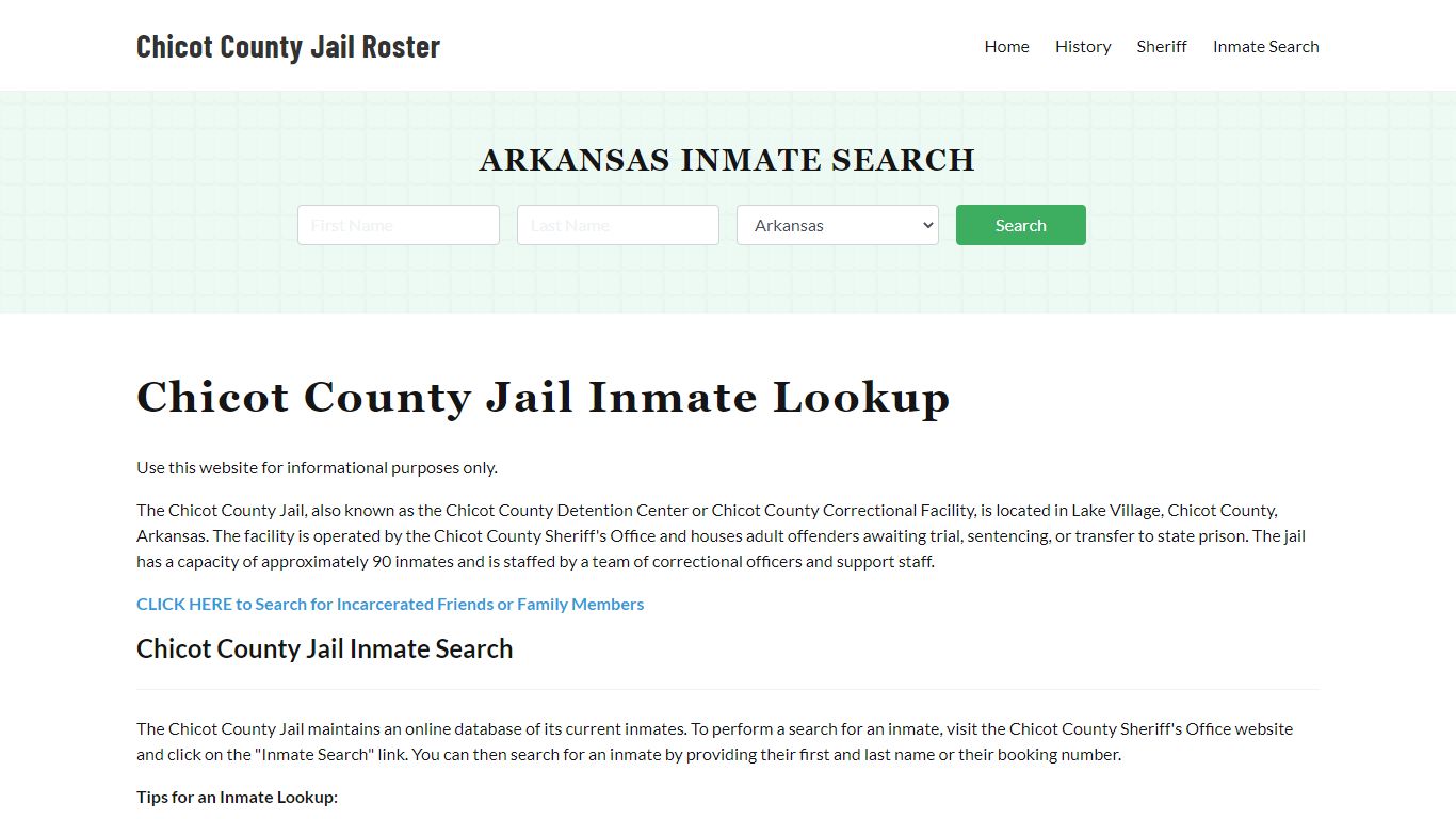 Chicot County Jail Roster Lookup, AR, Inmate Search