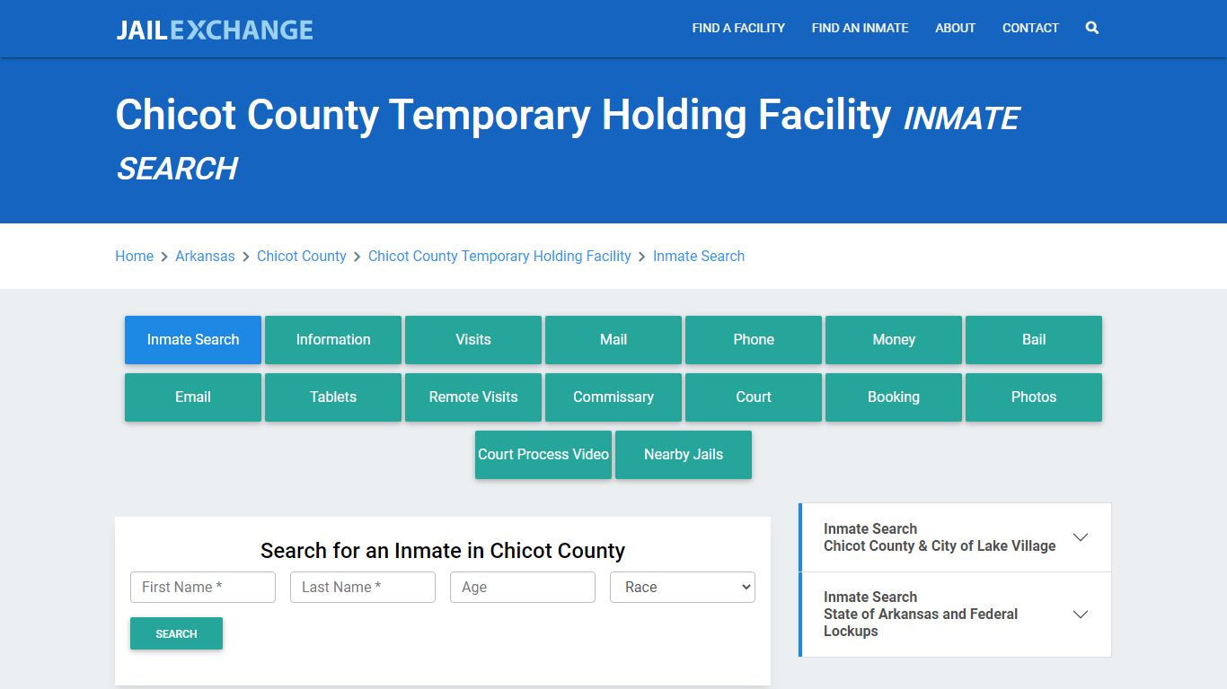 Chicot County Temporary Holding Facility Inmate Search