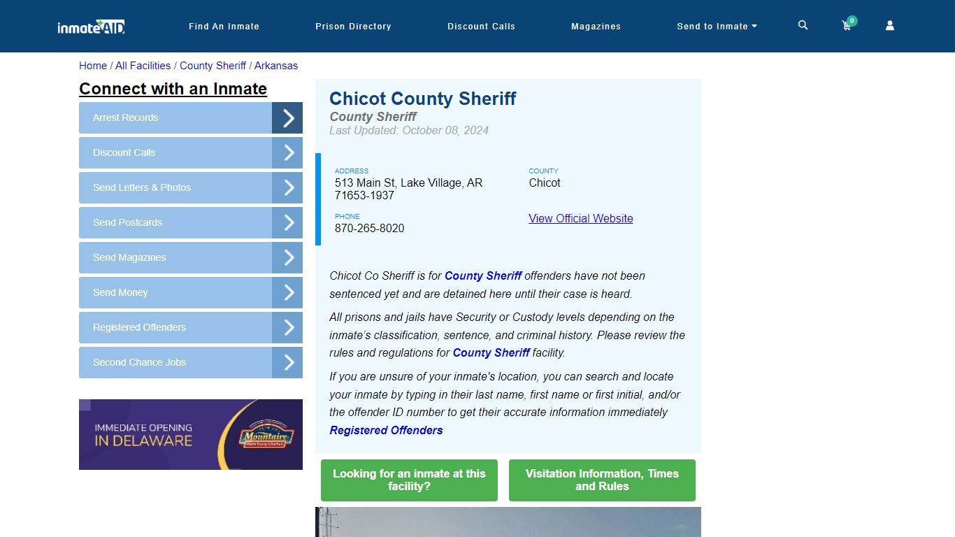 Chicot County Sheriff & Arrest Search - InmateAid