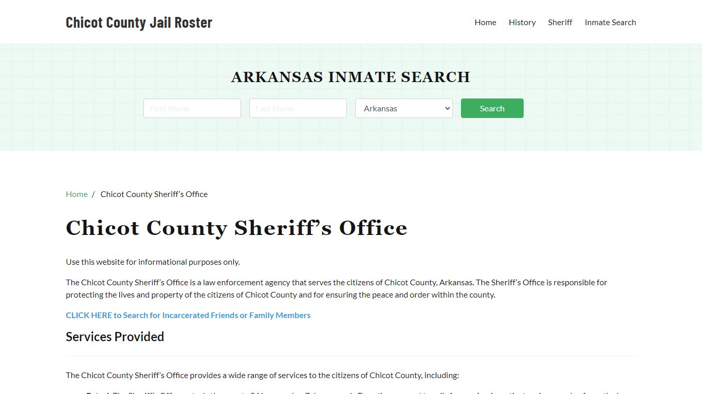 Chicot County Sheriff Office, AR, Arrest Warrants Search